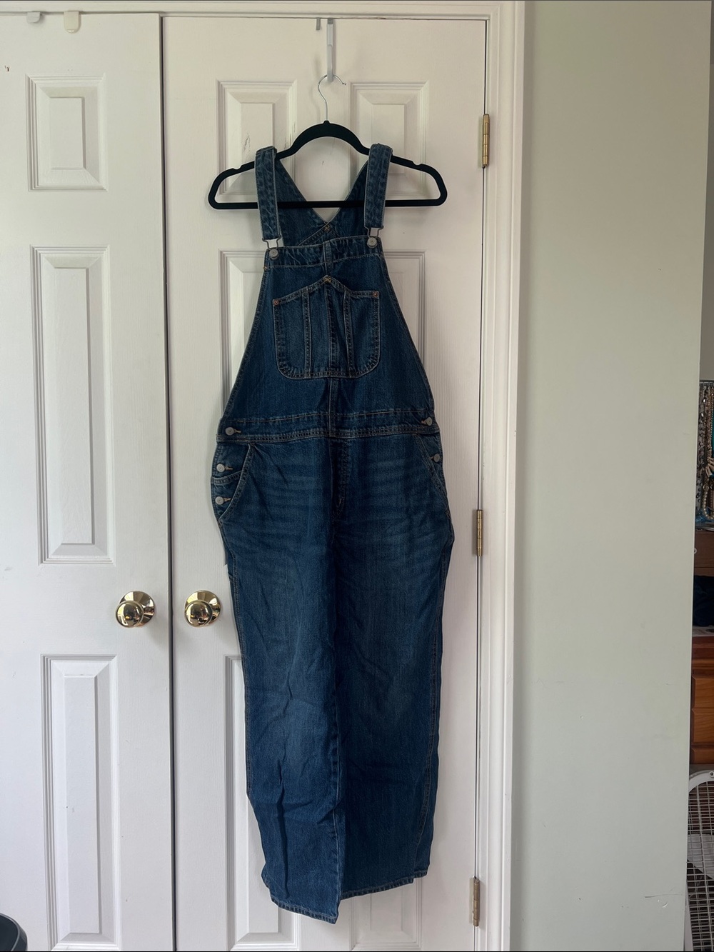 Old Navy Dark Blue Denim Overalls with Contrast Stitching